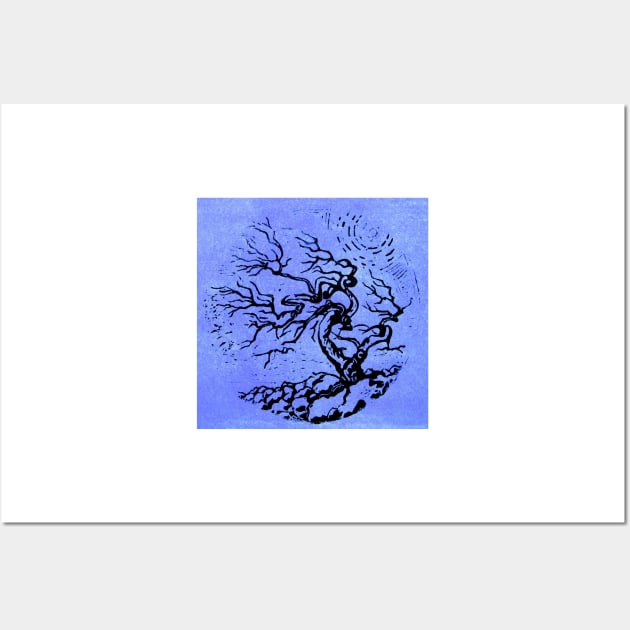 Old and Ancient Tree - Blue Wall Art by Heatherian